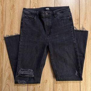 PAIGE Charcoal Distressed Claudine Light Flare Jeans 30